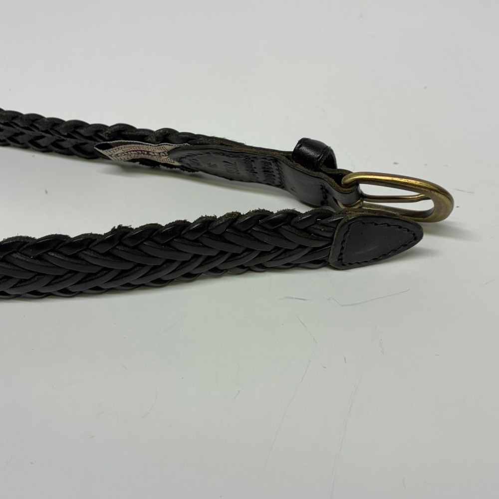County Seat Braided Leather Belt Mens 30 Black Woven Brass Buckle Vintage - Picture 5 of 14